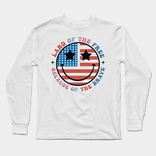 America Land Of The Free Because Of The Brave SVG, 4th of July, Patriotic, Independence Day (2 Sided) Long Sleeve T-Shirt